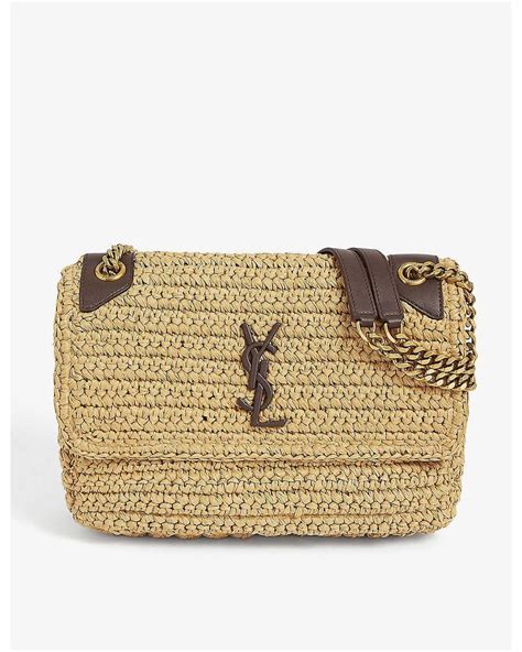 ysl niki bag small vs medium|YSL niki raffia bag.